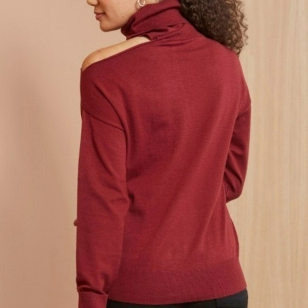 525 America NEW Burgundy Collarbone Cut-out Oversized Sweater SZ Small Y2K Chic - Picture 3 of 12